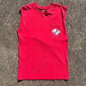 Vintage Y2K Red Harley Davidson Cutoff Tank Size Medium